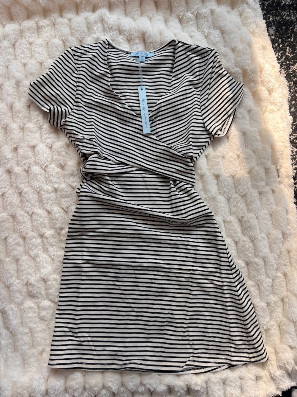Women's Stretchy Striped Dress with Tie